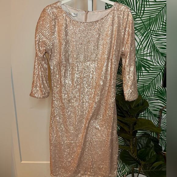 Susana Monaco Sequin Rose Gold Mini Dress, Excellent Condition, Size Small - Picture 4 of 8